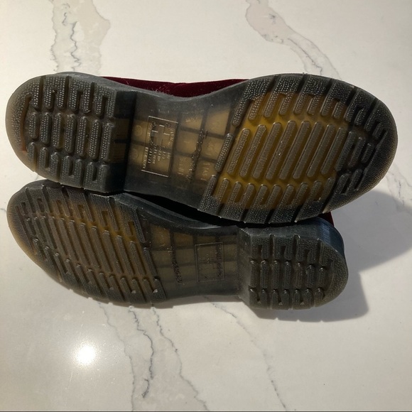 DR MARTENS Sz 6 1460 Pascal Red Wine Velvet Satin Lace Boots - Picture 6 of 15